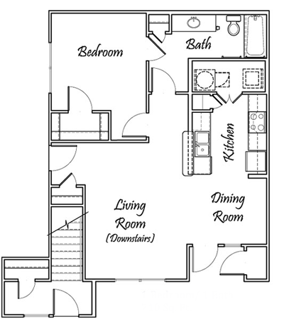 One Bedroom / One Bath - Downstairs Only - 710 Sq. Ft.*