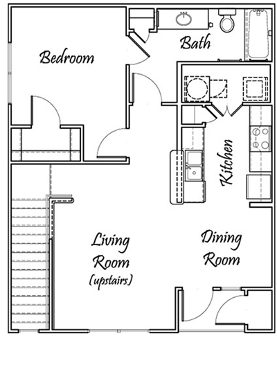 One Bedroom / One Bath - Upstairs Only - 710 Sq. Ft.*