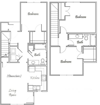 Three Bedroom / Two Bath - Townhome Bi-Level - 1,338 Sq. Ft.*